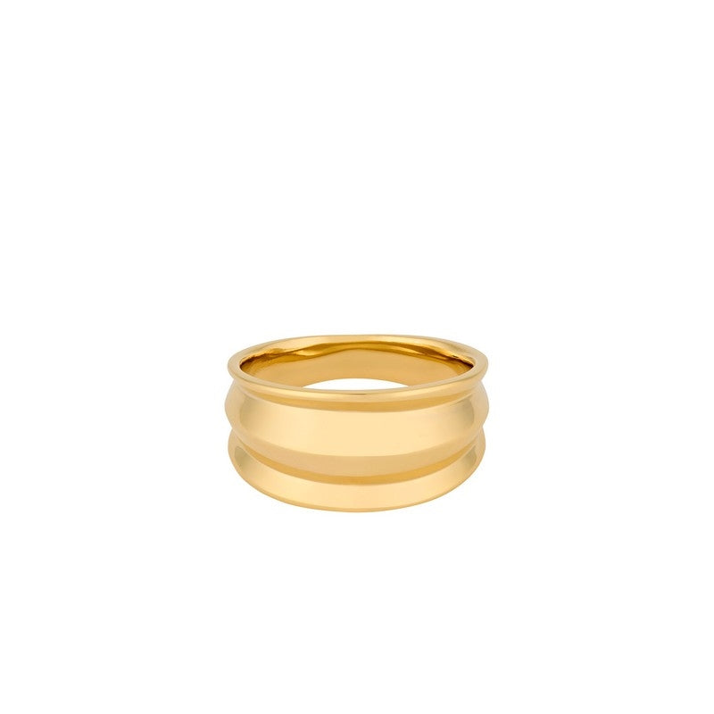 Ocean Shine ring i forgyldt sølv fra Pernille Corydon med blank, bølget overflade.